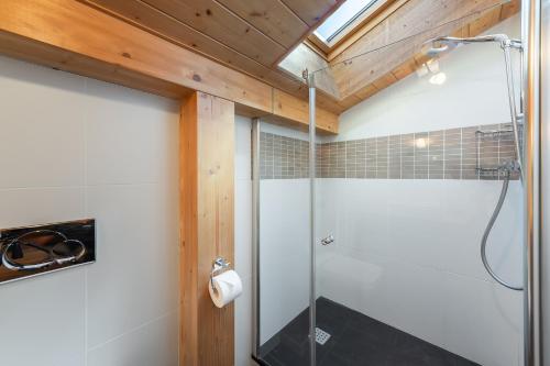 沙泰勒Casa Linga - Chalet - BO Immobilier的带淋浴的浴室和玻璃门