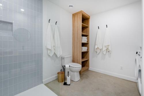博普雷SOFA VILLAS MONT SAINTE-ANNE的一间带卫生间和淋浴的浴室