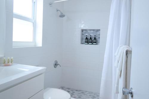 Mount Pleasant派珀公寓的白色的浴室设有卫生间和水槽。
