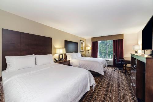 艾肯艾肯智选假日套房酒店的酒店客房设有两张床和窗户。