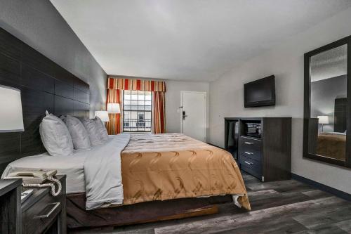 费耶特维尔Quality Inn的酒店客房设有一张大床和一台电视。