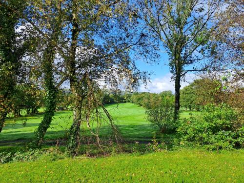 斯旺西Celtic Minor Stables的享有一个种有树木的高尔夫球场的景色