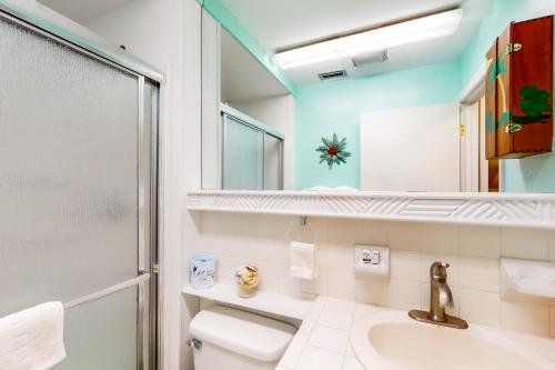 圣奥古斯丁All You Could Want的一间带水槽、卫生间和镜子的浴室