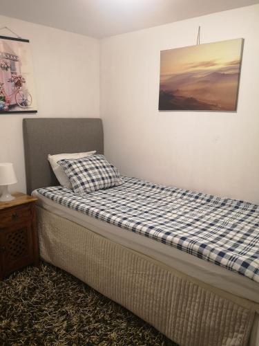 哥德堡Minilägenhet的墙上照片的一张床位