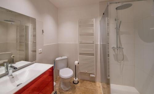 西埃勒河畔科尔德Rue du Barri的一间带水槽、卫生间和淋浴的浴室