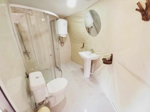 巴统Amaghlebakari的白色的浴室设有卫生间和水槽。