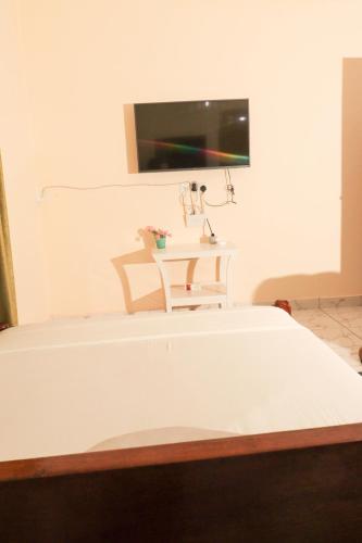 姆特瓦帕AMELIA BNBS的一间医院房间,里面设有一张床和墙上的电视