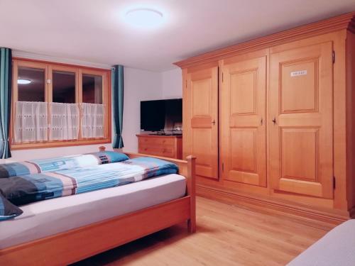 坎德施泰格Energy Lodge的一间卧室配有一张床和电视