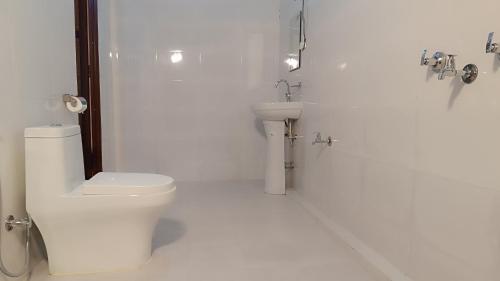 BhurkīāMr. B's Place的白色的浴室设有卫生间和水槽。
