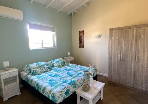 努尔德Pura Vida Aruba Appartement Palma的一间卧室设有一张床和一个窗口