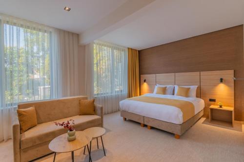莫姆奇尔格勒Hotel Osetia Garden的酒店客房,配有床和沙发