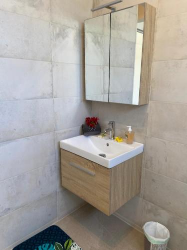 帕皮提Manaeva L6的一间带水槽和镜子的浴室