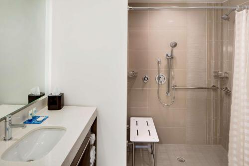 奥兰多奥兰多环球影城度假村对面凯悦嘉轩酒店的带淋浴、盥洗盆和卫生间的浴室