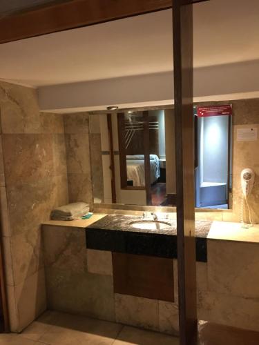 Las HerasSan Isidro Suite的一间带水槽和镜子的浴室