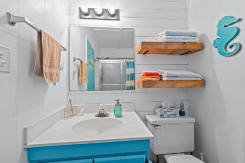 奇蒂豪克4720 Summer Ln的一间带水槽、镜子和卫生间的浴室