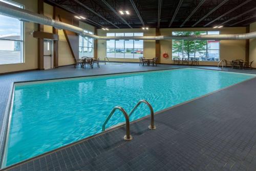 蒂明斯蒂明斯温德姆麦克罗特套房酒店的大楼内的大型游泳池