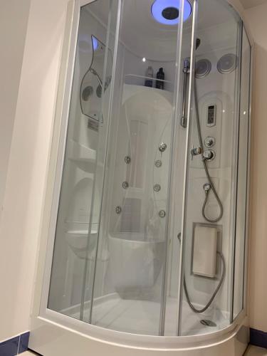 Saint IvesGuest suite Annex private room的浴室里设有玻璃门淋浴