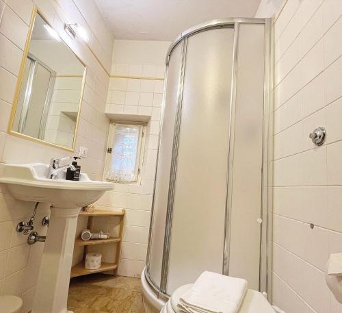 佛罗伦萨奇马布耶9B&B酒店的带淋浴和盥洗盆的浴室