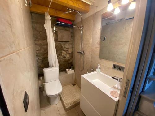 OlopteIdílico refugio de montaña ideal escapadas的一间带卫生间和水槽的小浴室