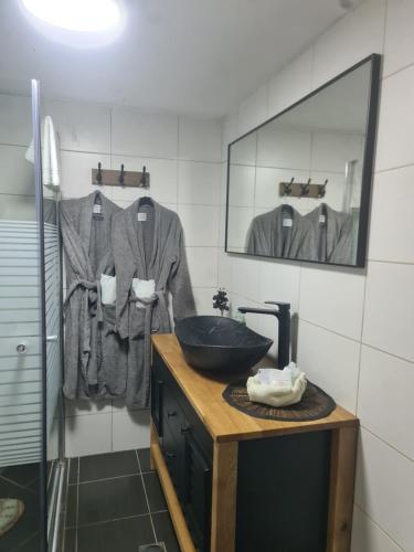 谢莫纳城ronit's place的一间带水槽和镜子的浴室