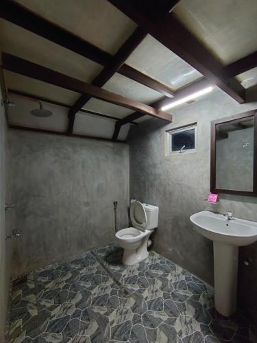 代尼耶耶Rainforest cabin的一间带卫生间和水槽的浴室
