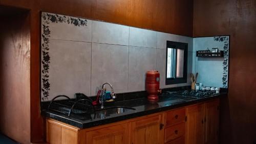 德尔菲诺波利斯Famiglia da Serra的厨房配有水槽和台面