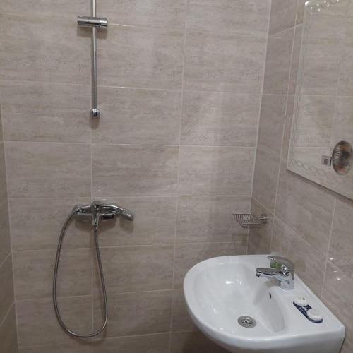 科普里夫什迪察Guest Rooms Didka的带淋浴和盥洗盆的浴室