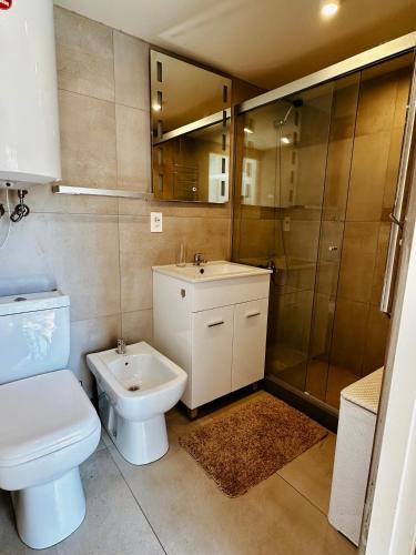 蒙得维的亚Rococo的浴室配有卫生间、盥洗盆和淋浴。