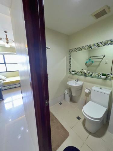 宿务Horizons 101 Condo in Cebu City的一间带卫生间和水槽的浴室