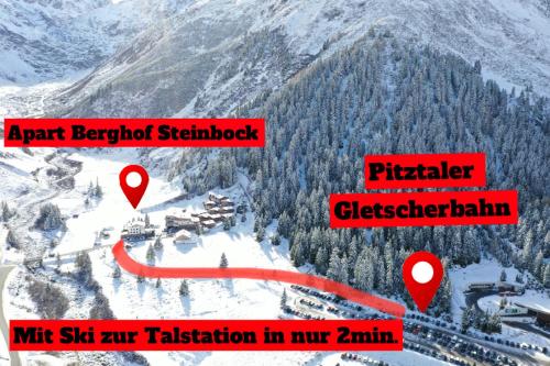 皮茨河谷圣莱昂哈德Apart Berghof Steinbock的雪地滑雪胜地地图