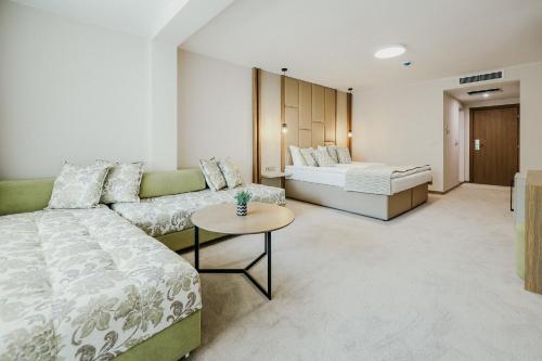 格尔门SPA Hotel Green Park的客厅配有沙发和1张床