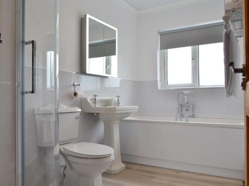 LlansadwrnMarlais View的浴室配有卫生间、盥洗盆和浴缸。