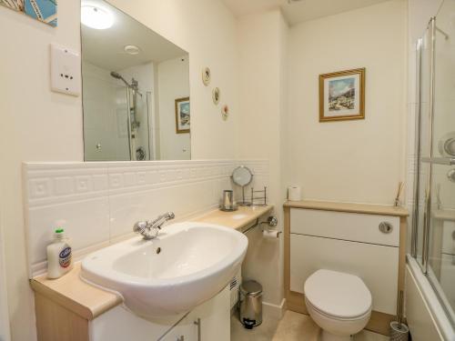 DarnickTweed Apartment的一间带水槽、卫生间和镜子的浴室