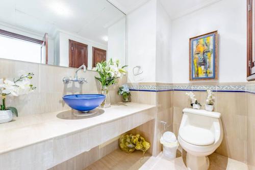 圣多明各Habitación Privada con vista al mar Ámbar, Malecon Santo Domingo的一间带水槽和卫生间的浴室