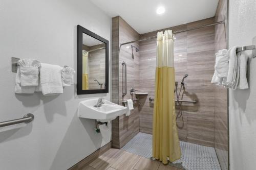 埃斯孔迪多埃斯孔迪多6号汽车旅馆的一间带水槽和淋浴的浴室