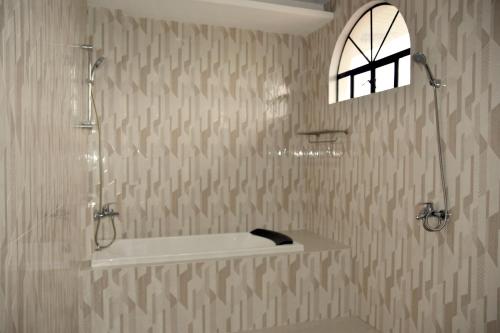 MamburaoIsla De Oro Hotel的带淋浴和盥洗盆的浴室