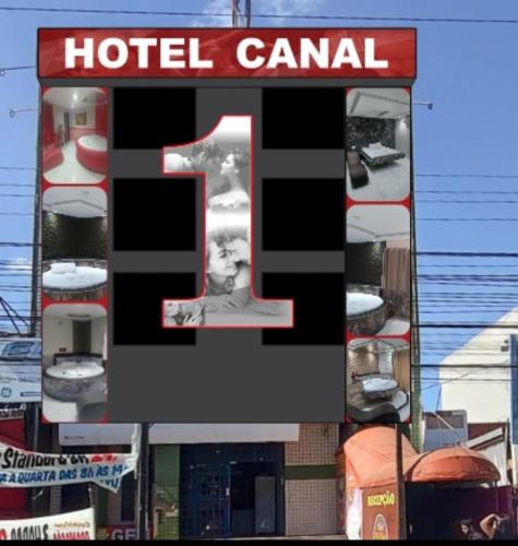 巴西利亚Hotel Canal Hum Comercial的一张酒店汽车租赁标志的照片拼贴