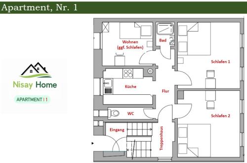 Nisay Home - 3 Room Apartment - Nr1平面图