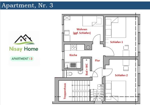 Nisay Home - 3 Room Apartment - Nr3平面图