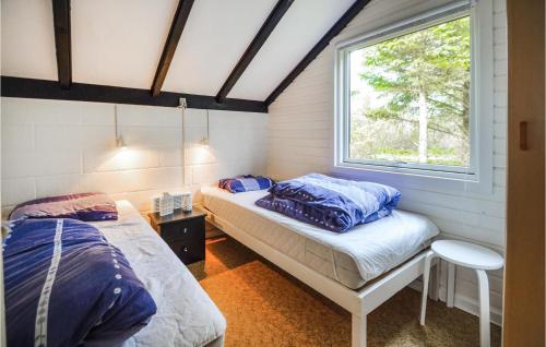 诺尔沃鲁普2 Bedroom Stunning Home In Thisted的带窗户的客房内的两张床