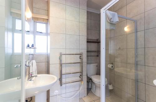 开普敦穆耶点公寓 的一间带水槽、卫生间和淋浴的浴室