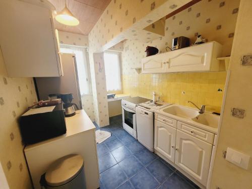 米米藏La Forêt的一间带卫生间和水槽的小厨房