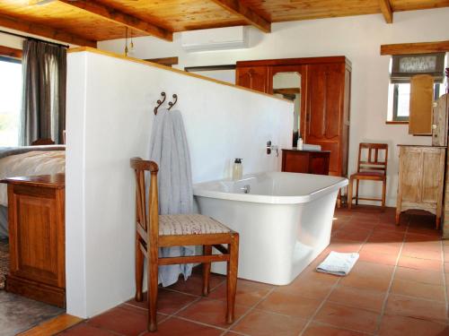 塔尔巴赫Duikersdrift Winelands Country Escape的带浴缸、床和椅子的浴室