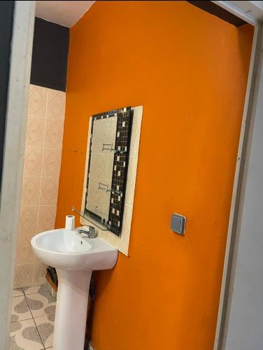 SadaLa maison des rives的浴室设有水槽和墙上的镜子