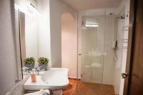 特鲁希略VIVE Trujillo的带淋浴、盥洗盆和卫生间的浴室