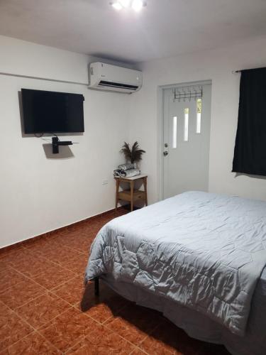 阿瓜达Room #1的一间卧室配有一张床和一台平面电视