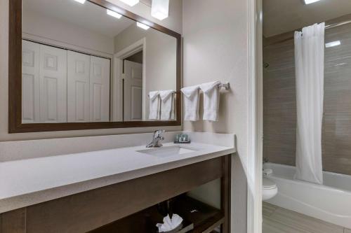 凤凰城菲尼克斯北贝斯特韦斯特酒店的一间带水槽、镜子和卫生间的浴室