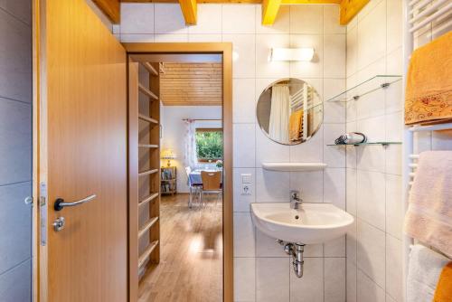 巴特乌拉赫卡特琳度假屋的一间带水槽和镜子的浴室