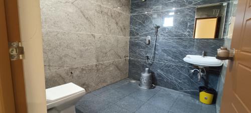 班加罗尔RK COMFORTS的一间带卫生间和水槽的浴室