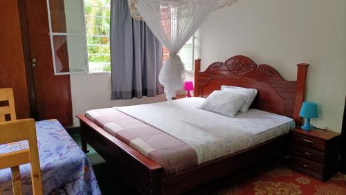 吉塞尼COLIBRI TAVERNE Gisenyi的一间卧室设有一张床和一个窗口